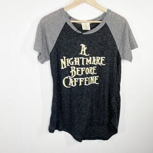 Daisy Rae A Nightmare Before Caffeine Grey T-Shirt Women's Size Small S NWT